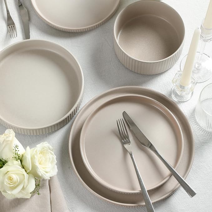 Stone Lain Haven Modern Stoneware 4 Piece Pasta Bowl Sets, Dish Set - Image 6