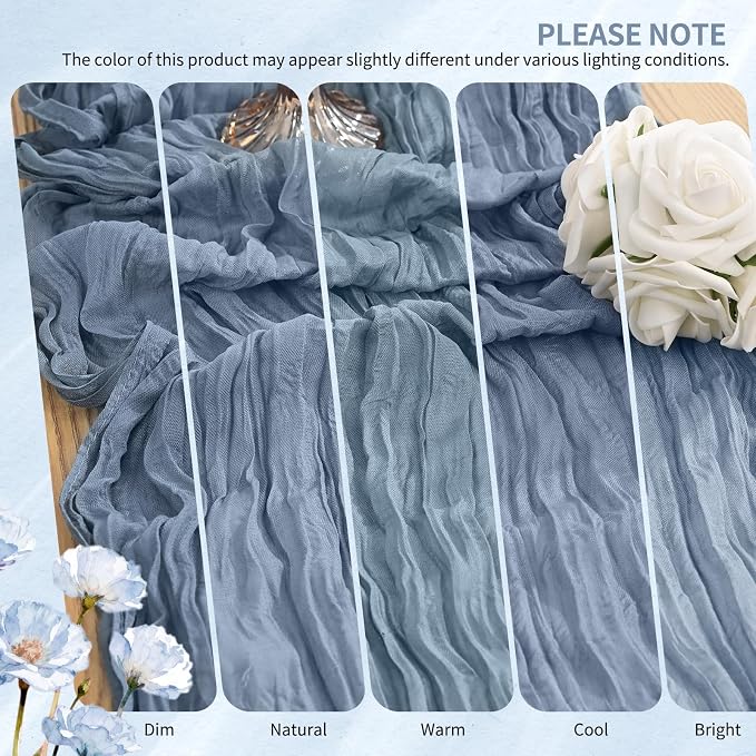 30 Pack Cheesecloth Table Runner 10FT Dusty Blue Table Runner Boho Gauze Cheese - Image 7