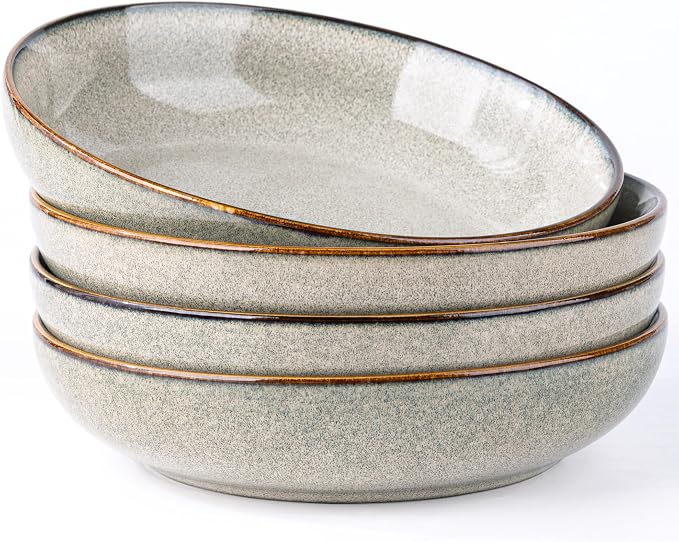 AmorArc 8.5’’ Ceramic Pasta Bowls Set of 4, 36oz Large Stoneware Bowls Set | by AmorArc