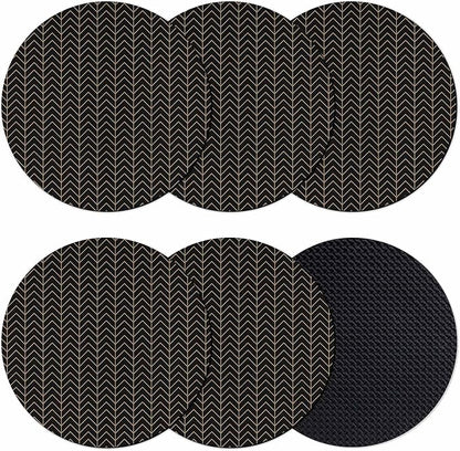 Simple Line Black Coasters Set of 6, Non-Slip Cup Coaster Mat by PIEPLE