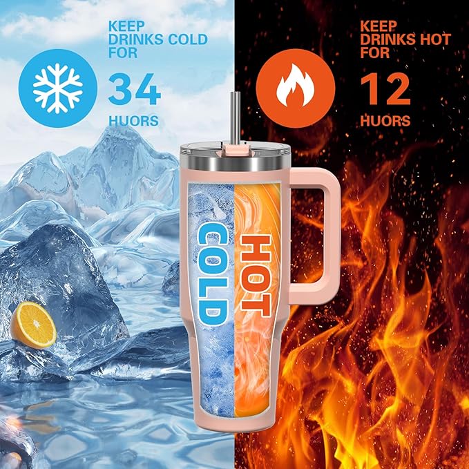 20 oz Tumbler with Handle, Tumbler with Lid and Straw, Double Wall Insulated - Image 3