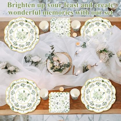 Funnymoom 250 Pcs Floral Party Decorations Flower Paper Plates Napkins and Cups - Image 6