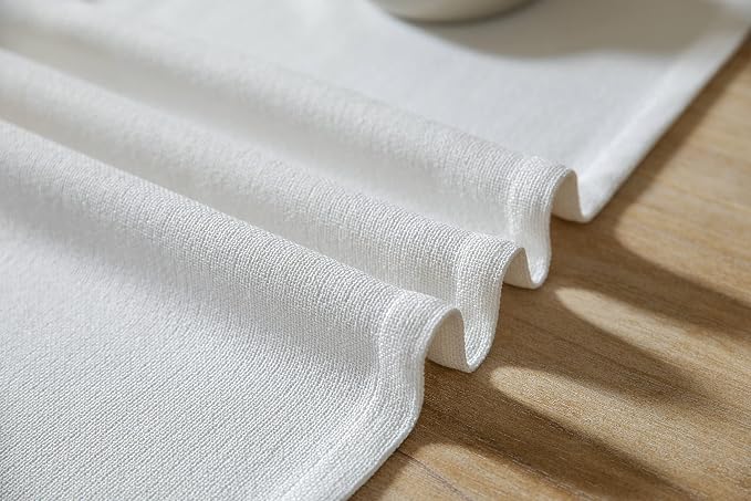 Burlap Style Farmhouse Table Runner, 14x108 Inches White | Thick Durable Fabric - Image 6