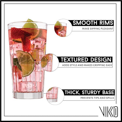 Vikko Drinking Glasses, 11 Ounce Large Glass Cups, Durable Glasses Set of 12 - Image 3