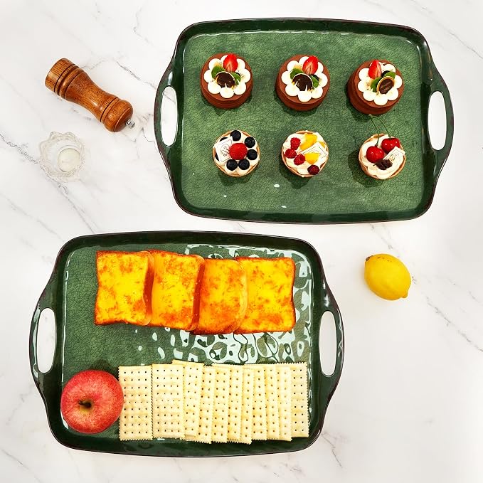 TP Melamine Serving Trays with Handles, 17” x 12”, Retro Green | Rectangular - Image 6