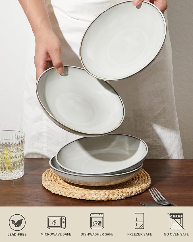 Pasta Bowls 30 oz, Terracotta Ceramic Plate Bowls - Image 5