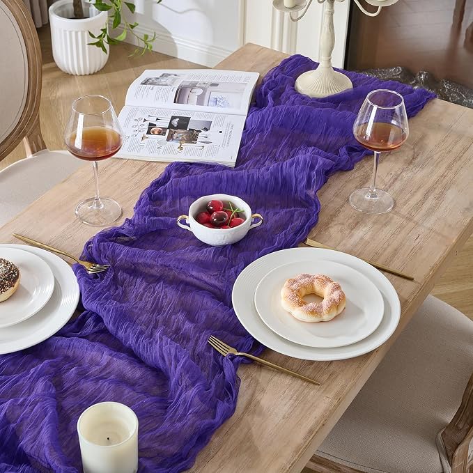 12 Pack Purple Cheesecloth Table Runners, 120 Inch 10Ft Gauze Table Runner - Image 5
