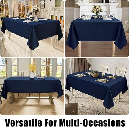 Smiry Rectangle Table Cloth Linen Textured, Waterproof Spillproof Anti-Wrinkle Burlap Tablecloth, Washable Decorative Fabric Table Cover for Dining, Party, Banquet, 60 x 84 Inch, Navy