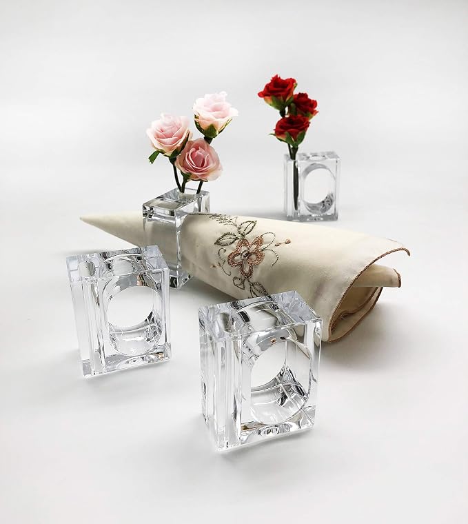 Set of 4 Napkin Rings Bud Vase Flower Holder, 100% FDA Compatible Food by FDCuv%C3%A9e