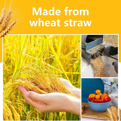 Rubtlamp 16pcs Wheat Straw Dinnerware Set, Unbreakable Plates And Bowls Sets of - Image 6