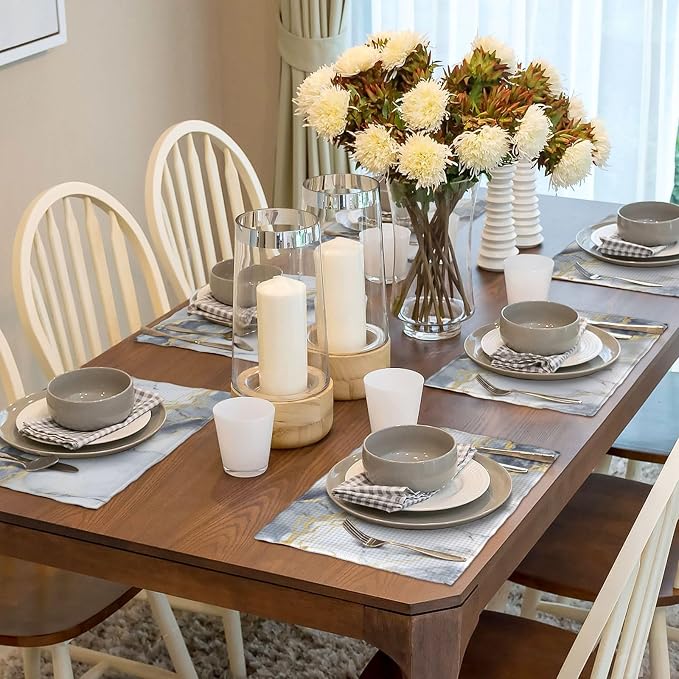 Fiokroo Golden Marble Texture Placemats Set of 6 Table Mats Table Tableware - Image 6