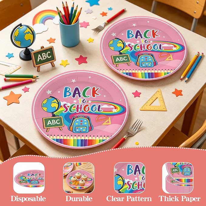 7 Inch Back to School Paper Plates 50 Pack First Day of School Decor | Back to - Image 6