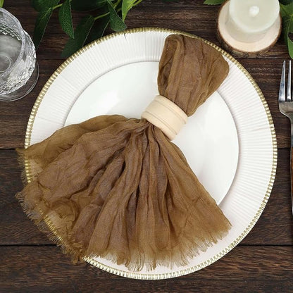 Efavormart 5 Pack 24"x19" Taupe Matte Gauze Cheesecloth Napkins, Neutral Soft - Image 2