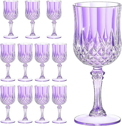 7OZ Plastic Wine Glasses, Reusable Vintage Goblets Unbreakable Drinking Glasses by Unknown