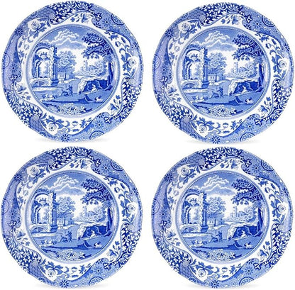 Spode Blue Italian 6.5" Bread & Butter Plate, Set of 4 - Classic Oriental-Inspired Porcelain Side Plates, Blue Ceramic Oriental Tableware for Appetizers, Desserts, Snacks - Made in England