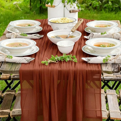 Cheesecloth Table Runner, 120 Inch 10 FT, Terracotta | 1 Pack, 35x120 Inches - Image 8