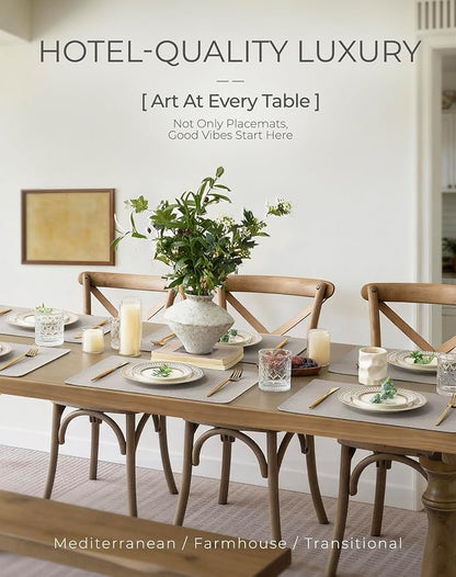 Leetaltree Reversible Faux Leather Placemats and Coasters Set of 12, 12x17 Inch - Image 2