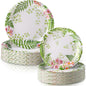 48 Pcs Fern Garden Plates Set Include 9 Inch and 7 Inch Spring Watercolor Disposable Plates Summer Decorative Dinner Birthday Party Tableware for Baby Shower Party Supplies