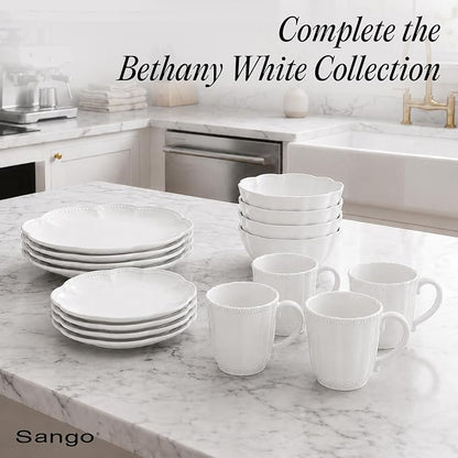SANGO Bethany White Mugs Set of 4, 15 oz Stoneware White Coffee Mugs, Vibrant - Image 4