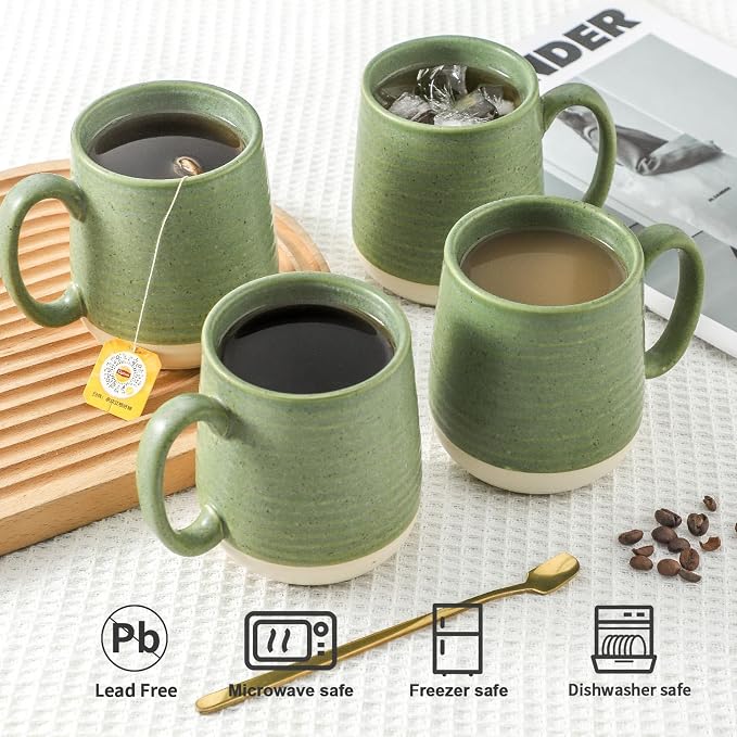 HASENSE Porcelain Coffee Mugs Set of 4, 15 Oz Large Coffee Cups, Latte Cup - Image 4