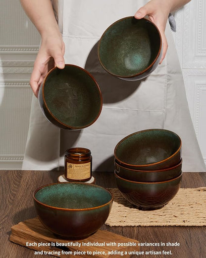 Stoneware Cereal Bowls Set of 6, 22 Oz Soup Bowls Set - Image 5