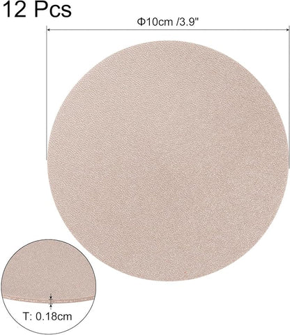 uxcell Round Faux Leather Coasters 4 Inch, Drink Coasters Suit - Image 2