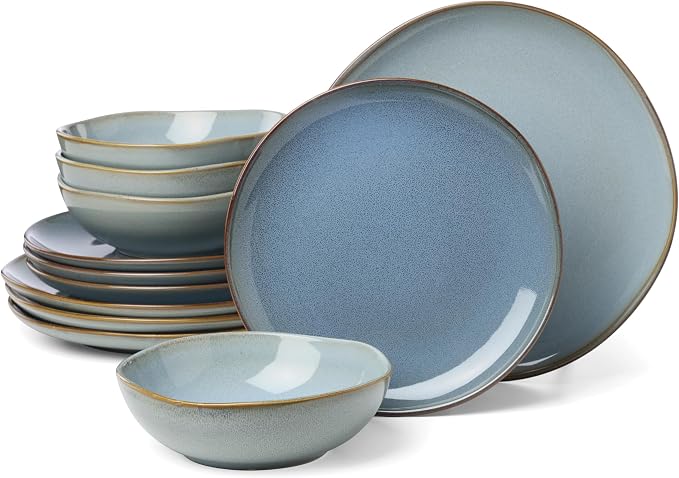 Oneida 897199 Organic Shades 12-Piece Dinnerware Set, Slate Blue by Oneida