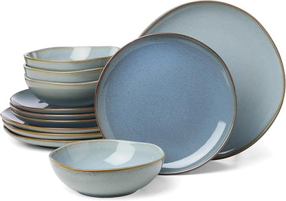 Oneida 897199 Organic Shades 12-Piece Dinnerware Set, Slate Blue by Oneida
