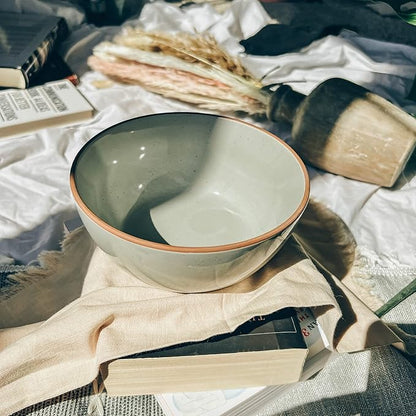 Mora Ceramic Bowls For Kitchen, 28oz - Bowl Set of 4 - For Cereal, Salad, Pasta, Soup, Dessert, Serving etc - Dishwasher, Microwave, and Oven Safe - For Breakfast, Lunch and Dinner - Earl Grey