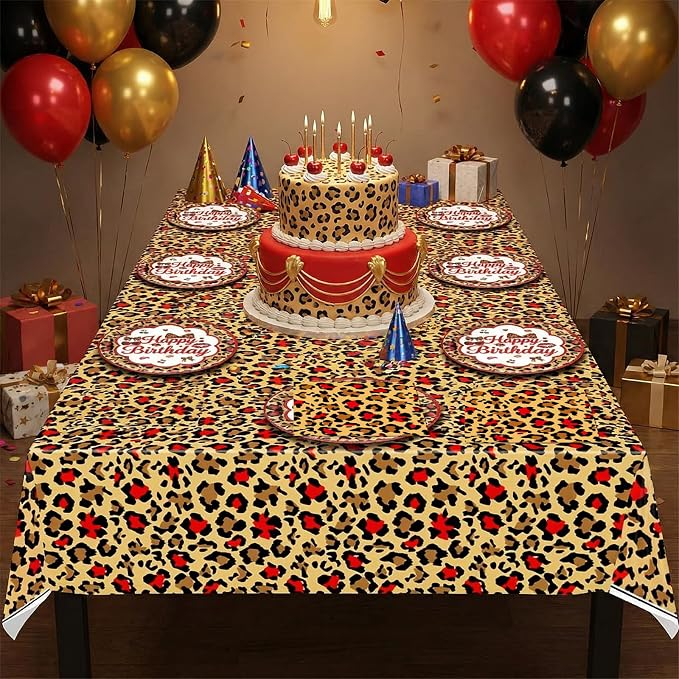 41Pcs Cheetah Print Birthday Decorations Cherry Leopard Print Supplies Includes - Image 7
