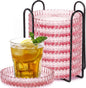 8 Pcs Glass Coasters with Holder Clear Drink Coasters Crystal Round Beverage by Remerry