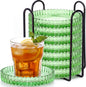 8 Pcs Glass Coasters with Holder Clear Drink Coasters Crystal Round Beverage by Remerry
