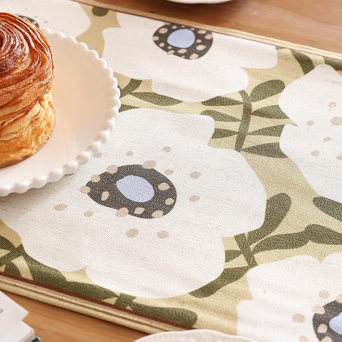 bilin gaier Designer French Linen Extra Long Table Runner, Floral Pattern - Image 7