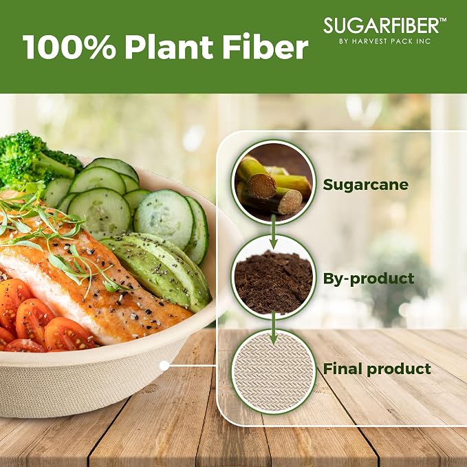 32oz Compostable Paper Bowls Disposable Round Natural Soup Bowls, Biodegradable - Image 4