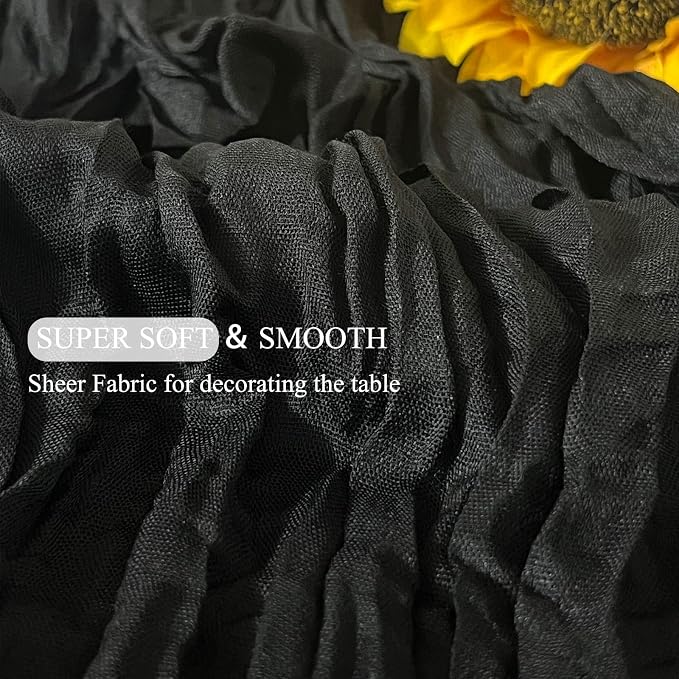6Pack Black Cheesecloth Table Runners, 17 x 108 inch Black Table Runners | - Image 5
