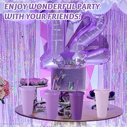 Skylety 12 Pcs Purple Plastic Cups - Image 7