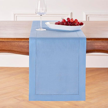 Solino Home 100% Pure Linen Dining Table Runner Cornflower Blue, 14 x 72 in | by SolinoHome