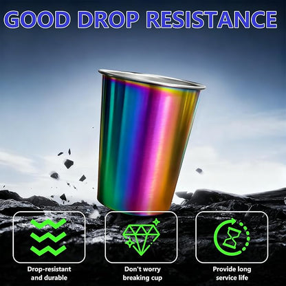 20oz 8PCS Stainless Steel Pint Cups, Reusable metal Cups, Drinking | Pint - Image 6