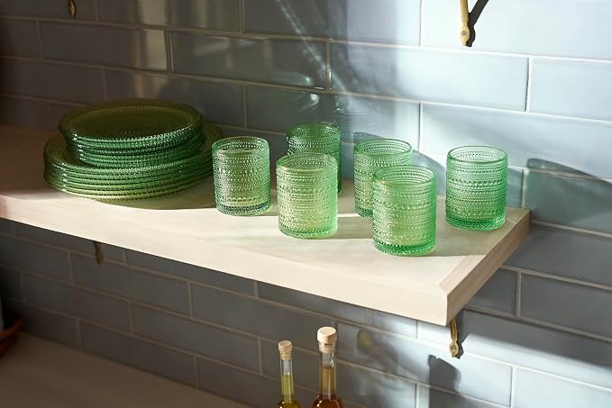 Fortessa Jupiter Hobnail Glass, 10.5" Dinner Plate, Sage Green - Image 2
