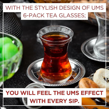 Turkish Tea Glass Set of 6, Small Clear Glass Tea Cups - Image 4