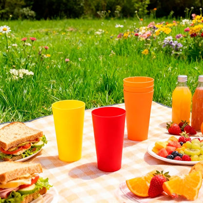32 oz Plastic Cups Large Reusable set 12, Plastic Tumblers Sunset | Food Grade - Image 5