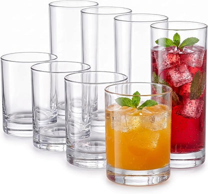 Meolibour® Acrylic Drinking Glasses Set of 8, 14oz Rocks & 20oz Water Cups by Unknown