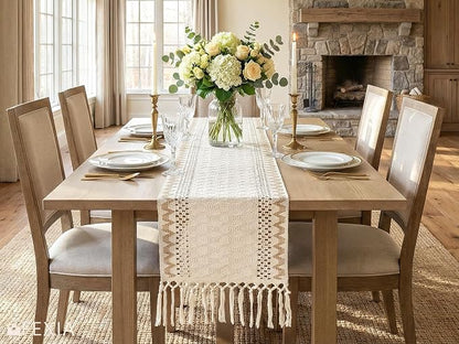 Boho Fall Table Runner Burlap for Coffe Table Home Decor 13x72 Inch | 72 Inch - Image 6
