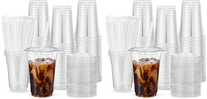 VITEVER [100 Sets - 16oz Clear Plastic Cups by VITEVER