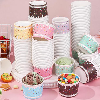 Aodaer 300 Pack 8oz Paper Bowls Sprinkles Ice Cream Cups 6 Color Disposable by Aodaer
