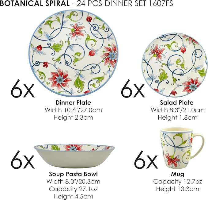 24-Piece Porcelain Dinnerware Set - Image 2