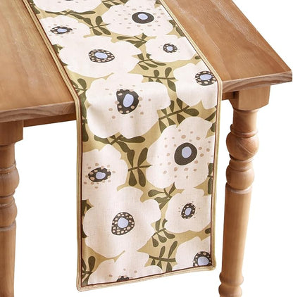 bilin gaier Designer French Linen Table Runner, Floral Pattern, Dining Table by bilingaier