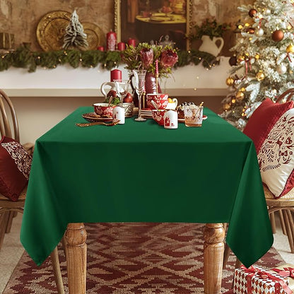 sancua Rectangle Tablecloth - 70 x 90 Inch - Stain and Wrinkle Resistant Washable Polyester Table Cloth, Decorative Fabric Table Cover for Dining Tables, Buffet Parties and Christmas, Hunter Green