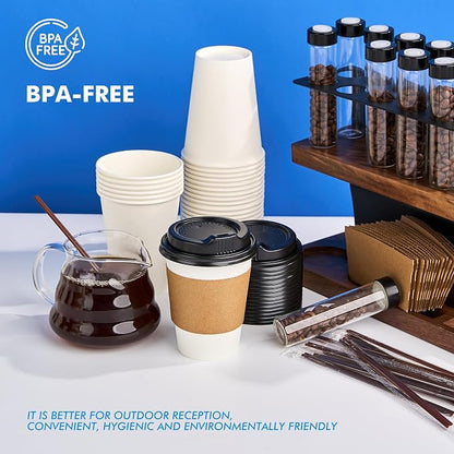 12 oz 100 Pack Disposable Paper Coffee Cups - Image 8