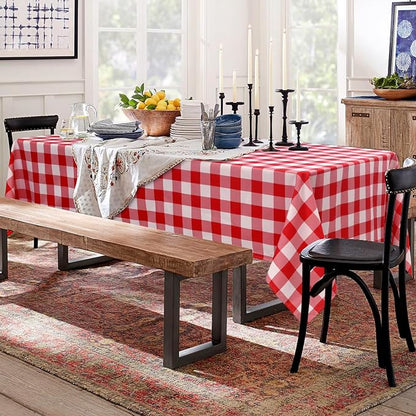 Red and White Plaid Tablecloth Waterproof, 2 Pack, 54 x 80 inch | Buffalo - Image 7